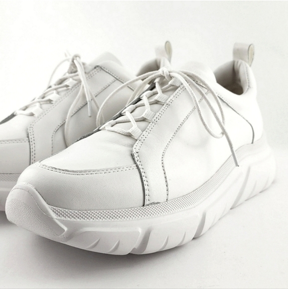 J/SLIDES Women's Knockout Sneakers White Leather Platform Chunky Y2K Size  9M - Picture 7 of 14